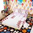 thumbnail image 2 of Erosebridal Light Purple Drippy Baseball Print Full Size Sheets, Sports Monogram Bed Sheets for Kids Boys and Girls, 1 Flat Sheet, 1 Fitted Sheet and 2 Pillowcases, 2 of 6