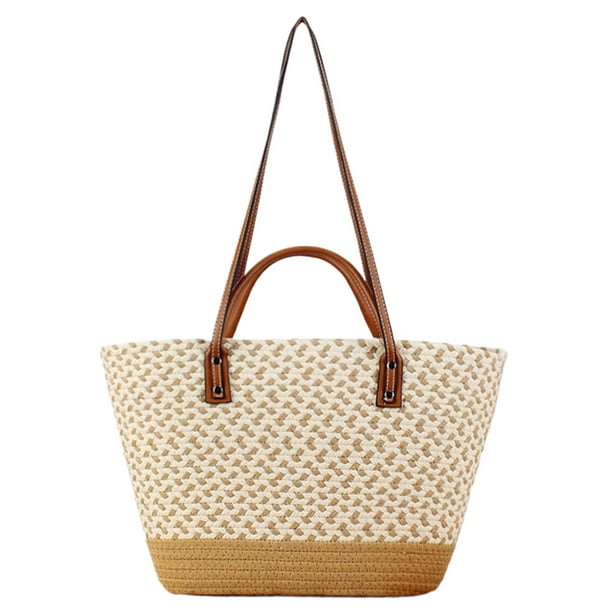 Bolso Mano Playa Tejido para Mujer Bohemio Gran Capacidad Viajes Al Aire Libre