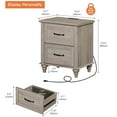 thumbnail image 4 of Side Table with 2 Drawers, Farmhouse End Table with Charging Station, Wooden Nightstand for Bedroom & Living Room, Grey, 4 of 7