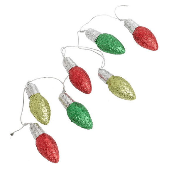 Glittered Red, Green and Gold Christmas Light Garland - Holiday Decor - Factory Direct Craft