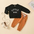 thumbnail image 4 of TOWED22 Baby Boy Fall Clothes Set Long Sleeve Crewneck Sweatshirts Pants Infant Newborn Winter Outfits Size:12-18 M,Color:Black, 4 of 9