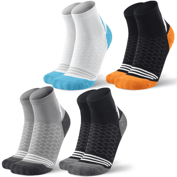 Mqamex 4-Pack Men's Athletic Ankle Socks,Compression Socks for Men,Sizes 10-15