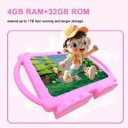 Kids Tablet, 7 inch Android Tablet for Kids, 4GB RAM 32GB ROM 1TB Expand, Toddler Tablet with Parental Control, IPS Screen, Dual Camera, Educational, Games, Shockproof Case for Boys/Girls (Pink)