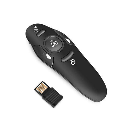 Wireless Presenter Presentation Clicker with Red Laser Pointer, 2.4GHz RF Wireless Presentation Remote PPT Clicker for Powerpointer Works for Windows//Linux