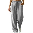 thumbnail image 2 of ClodeEU Women's Drawstring Elastic Waist Jogger Pants,Casual Loose Solid Color Pant With Pockets ,Women's Plus S, 2 of 6