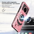 thumbnail image 5 of Compatible Case for Nokia C200 Case with Tempered Glass Screen Protector [Military Grade] Ring Car Mount Kickstand Shockproof Hard Phone Case - Rose, 5 of 7