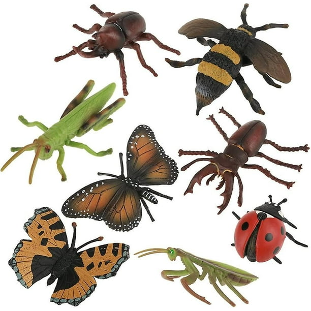 8 piezas modelo de insecto juguete simulación miniaturas animales salvajes colección de insectos adornos regalo de cumpleaños de Navidad para niños decoración del hogar estudio ciencia Ac