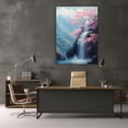 thumbnail image 5 of Mudket Cherry Blossom Waterfall Canvas Wall Art, Floral Landscape Wall Decor, Framed Ready to Hang, Nature Print for Living Room - 12"L x 8"W, 5 of 10