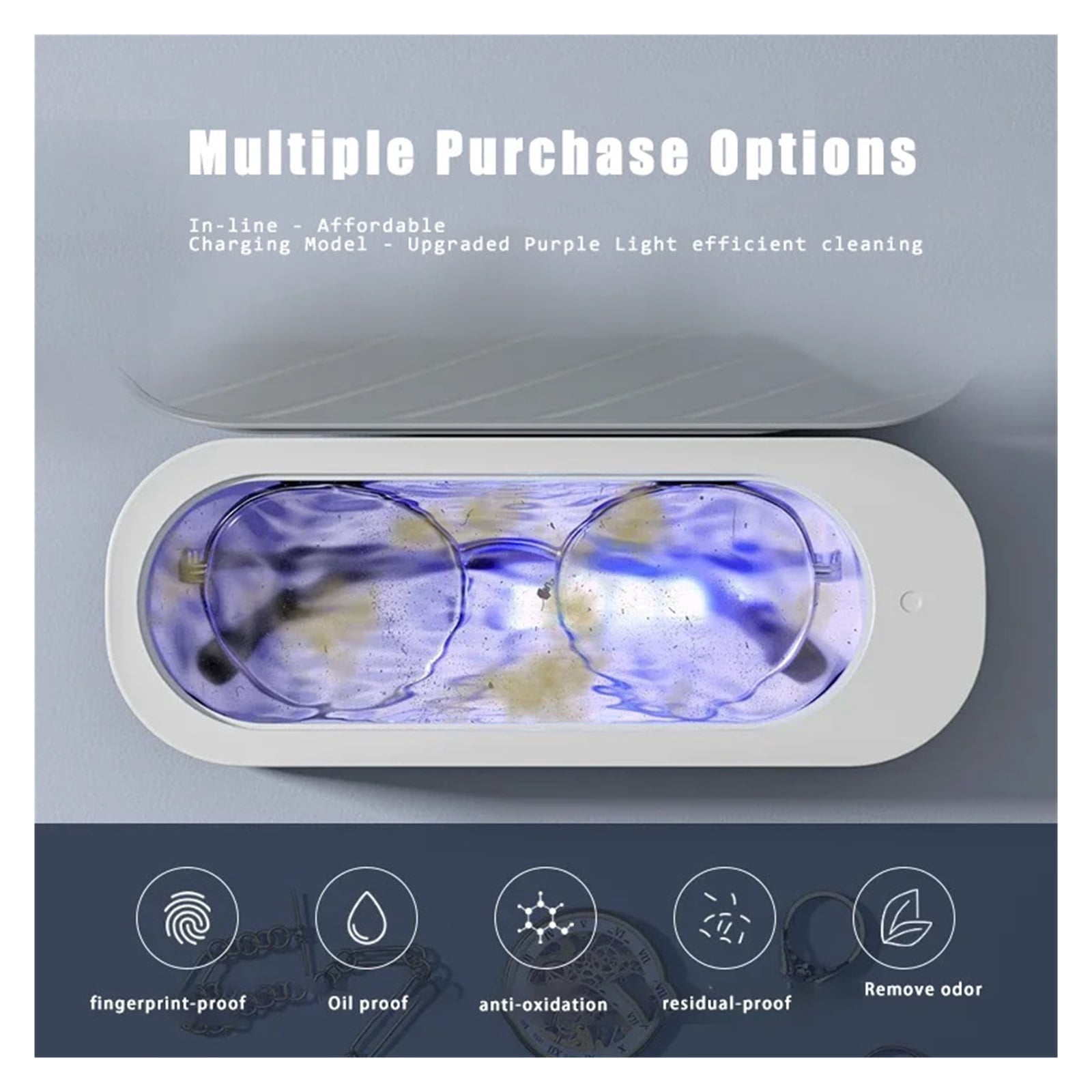 45000H Ultrasonic Cleaner Pro Deep Clean Jewelry Glasses Watches USB-C Rechargeable Portable Design For Home Travel Use