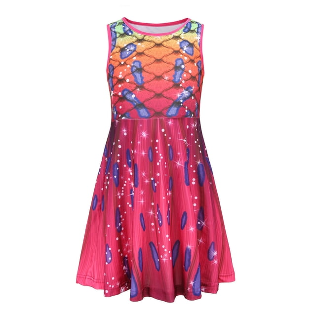 Robes Petites Filles Tout-Petits Enfants Filles Été Col Rond Sans Manches Robe Imprimé Floral Décontracté Plage Fête Robes Tout-Petits Robes Rouge 3 Ans-4 Ans