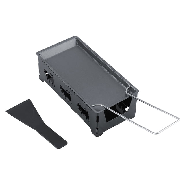 Fdit Mini Raclette, Mini Raclette Set,Portable Non-Stick Cheese Raclette Rotaster Baking Tray Stove Set Home Kitchen Grilling Tool