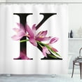 thumbnail image 1 of Ambesonne Letter K Shower Curtain, Blooming Kaffir Lily K, 69"Wx70"L, Pink Green Black, 1 of 3