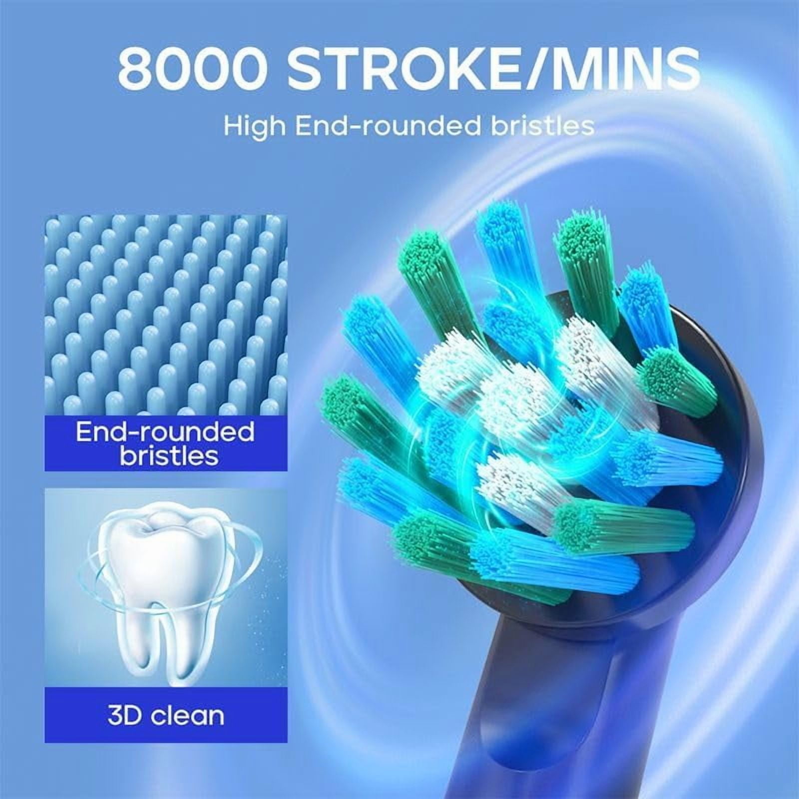 Electric Toothbrush with 3 Brush Heads, 5 Modes Rechargeable Toothbrush Waterproof