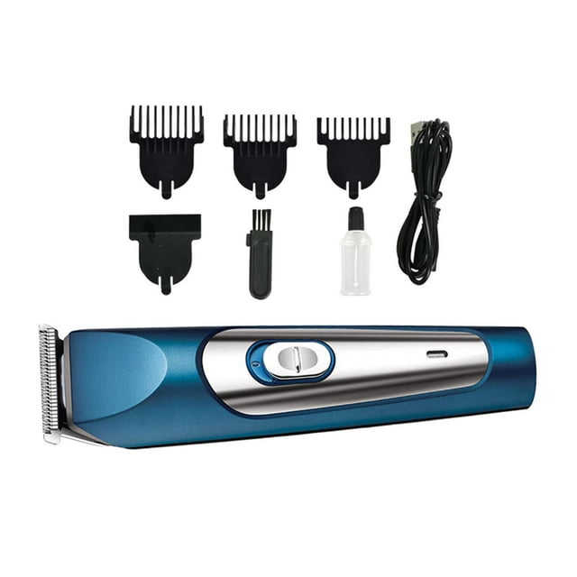 Cortadora de pelo profesional recargable por USB, recortadora de barba extraíble para cabello Azul