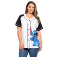 thumbnail image 6 of Disney Stitch Baseball Jersey Button Down Shirt White Women's Plus Size, 6 of 6