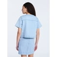 thumbnail image 4 of Free Assembly Women's Cropped Denim Jacket with Short Sleeves, Sizes XS-XXL, 4 of 6