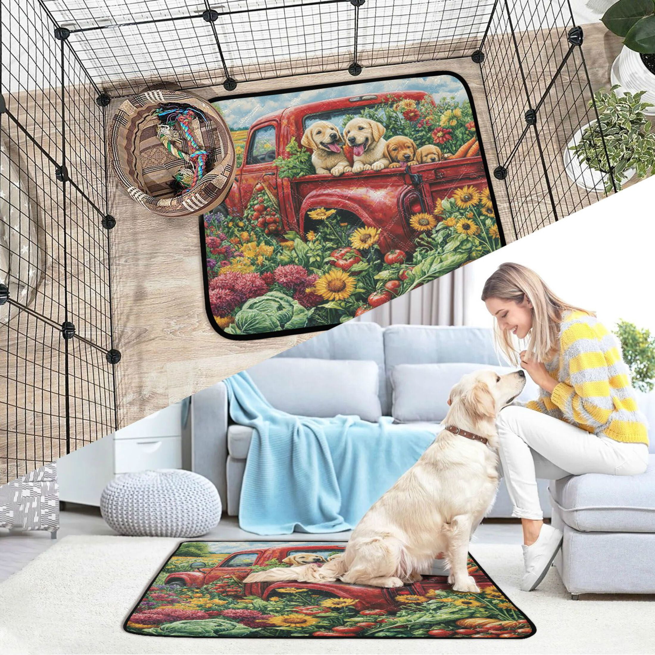 Qxltty Vegetable Truck Cat litter Pads Pet Set of 2 Diaper Mats Center Anti-leakage Layer Absorbent Soft and Comfortable