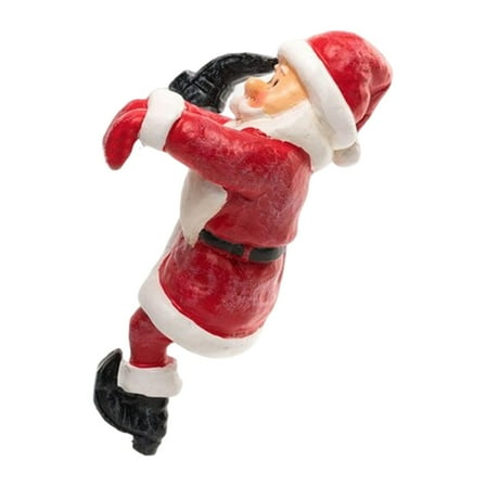 deevoka Santa Claus Flower Pot Hugger Figurine Hanging Statue for Patio Yard Balcony
