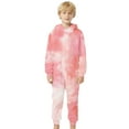 thumbnail image 2 of WOYY Toddler Girls Flannel Union Suit Pajama Tie Dyed Hooded Jumpsuit, Sizes 3-4T, 2 of 5