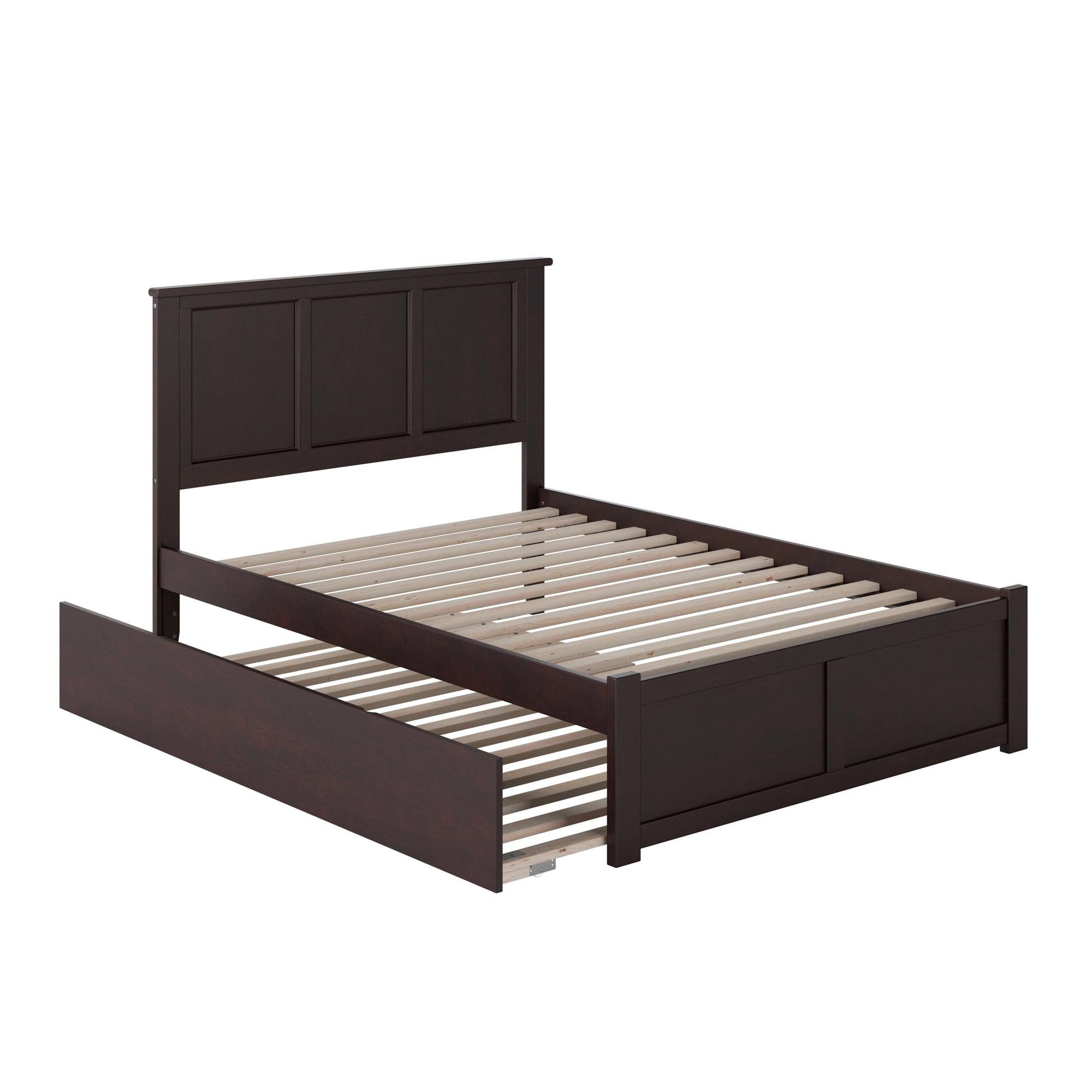 AFI Madison Full Solid Wood Platform Bed with Footboard & Full Trundle, Espresso