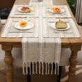 thumbnail image 5 of Table Runner and Placemats Set of 4, Yamaziot Washable Fabric Rectangle Dining Table Mats with Tassels, 13"x72" Table Flag & 13"x18" Place Mats, Beige, 5 of 7