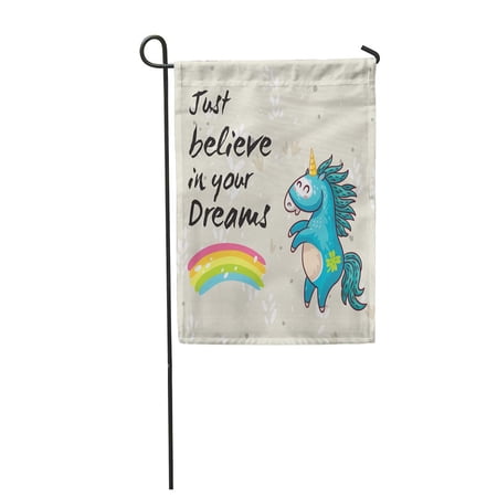 SIDONKU Unicorn Rainbow Stars and Text Believe in Your Dreams This Baby Garden Flag Decorative Flag House Banner 12x18 inch
