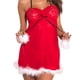 thumbnail image 3 of Conjunto de lencería Vestido Babydoll de Navidad Pompón esponjoso Correa Malla Halter Porno Camisón Hugtrwg para mujer Rojo T M, 3 of 6