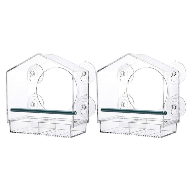 Bird Feeder, Acrylic Clear Window Bird Feeder, Tray Bird Garden Pet Feeder