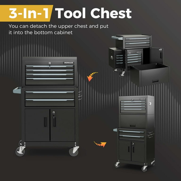 Costway Ironmax 6-Drawer Rolling Tool Chest 3-in-1 Heavy-Duty