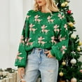 thumbnail image 2 of BOOMNY Christmas Womens Sweaters Long Sleeve Sweaters for Women Xmas Deer Embroidery Crewneck Knit Pullover Trendy Tops 2025 Fall Winter Knitwear, 2 of 5