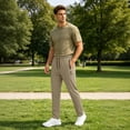 thumbnail image 5 of Mens Hiking Pants Joggers Lightweight Breathable Quick Dry Outdoor Fishing Athletic Work Pants with Zipper Pockets Khaki M, 5 of 8