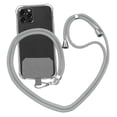 thumbnail image 2 of Correa de cordón universal para teléfono móvil (tela curada gris claro + cuerda suave gris), 2 of 8