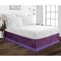 D.N.G. BEDDINGS 1 Piece Split Corner Two Tone Tailored Bed Skirt, Twin XL Size 10 Inch Deep Pocket, 800 Thread Count, 100% Egyptian Cotton, Solid Plum/Purple Color.