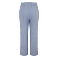 thumbnail image 5 of Seductiva Women Flowy Pants Women's Cotton and Linen Striped Elastic Waistband High Waistband Pocket Pants Side Buttons Nine Point Pants Loose Casual Pants H Shaped Straight Leg Pants, 5 of 5