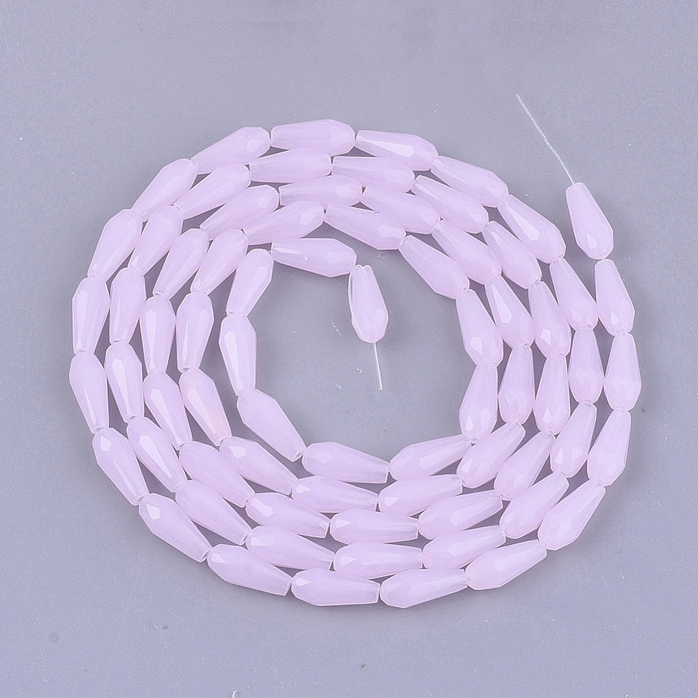 10strands Glass Beads Strands Imitation Faceted Teardrop Pink 9~10x4mm Hole: 1mm about 70~72pcs/Strand 63~67cm