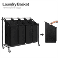 thumbnail image 2 of Amstech Laundry Hamper Sorter 4 Section, Laundry Sorter Cart with 4 Removable Bags and Rolling Wheels, Black, 2 of 9