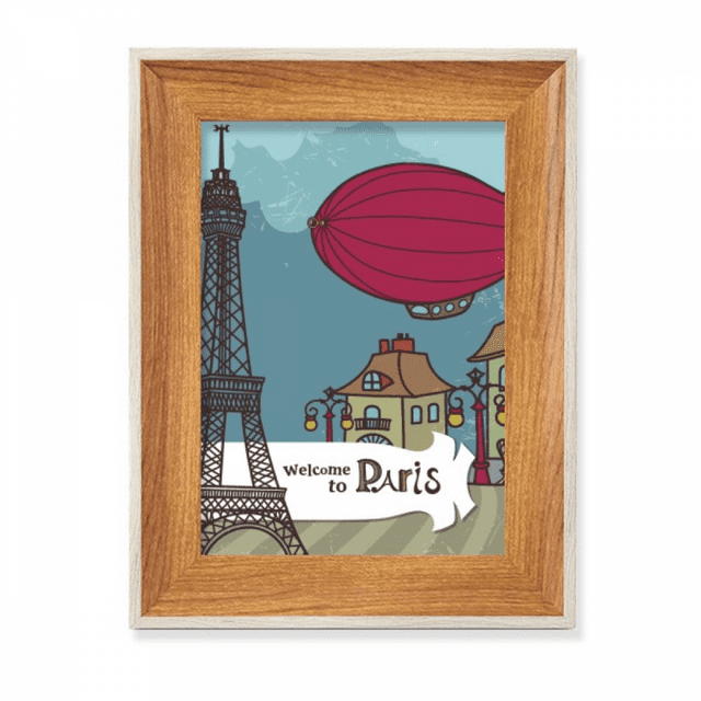 Paris Airship France Eiffel Tower Landscape Desktop Wooden Photo Frame Display Picture Art Painting Multiple Sets