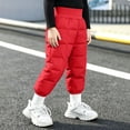 thumbnail image 4 of Toddler Boys Quilted Snow Pants Warm Elastic Waist Straight Leg Baggy Kids Winter Pants Red 4 T, 4 of 6