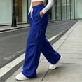 thumbnail image 3 of BAVIRRA Women's Drawstring Elastic Waist Cargo Wide Leg Sweatpants, Knit Flared Casual Pants with Large Cargo Pockets, Loose Streetwear Lounge Bottoms, 3 of 6