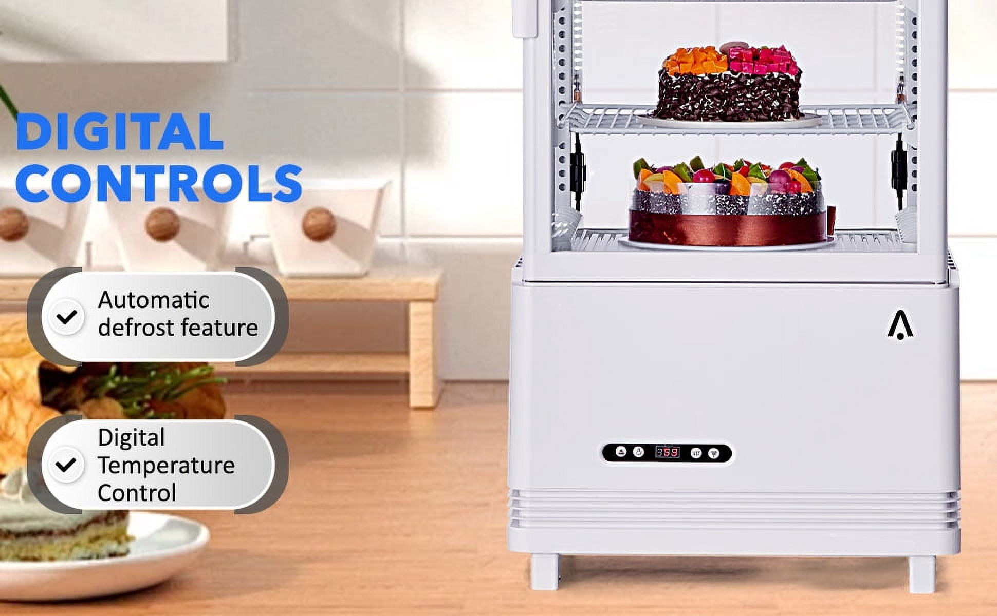2.4 Cu.ft Commercial Display Refrigerator | 2 Glass Door Merchandiser for Home, Restaurant, and Grocery Stores | Includes 4 Shelves