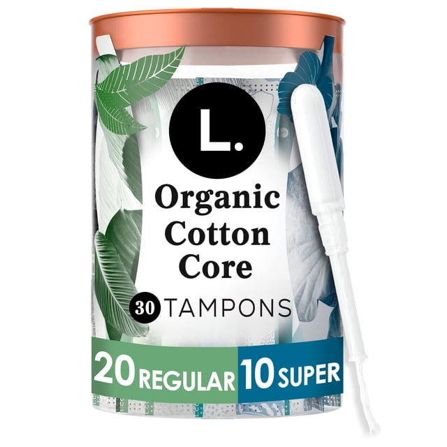 L. Tampons en Coton Format Varié à Absorption Régulière/super, Sans Blanchiment au Chlore, Pesticides, Parfums Ni Colorants