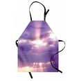 thumbnail image 1 of Landscape Apron Sunburst on Cloudy Sky Rainy Weather Romantic View Valentin's Day Picture Print, Unisex Kitchen Bib Apron with Adjustable Neck for Cooking Baking Gardening, Purple White, by Ambesonne, 1 of 3