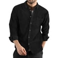 thumbnail image 2 of Spring Tops for Women Mens Shirts with Pockets Men Casual Turndown Long Sleeve Solid Pocket Cardigan Button Down Shirt Men Clothes, 2 of 9
