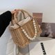thumbnail image 3 of 1 bolso de paja de moda para mujer, bolso de playa, bolso rural portátil., 3 of 8