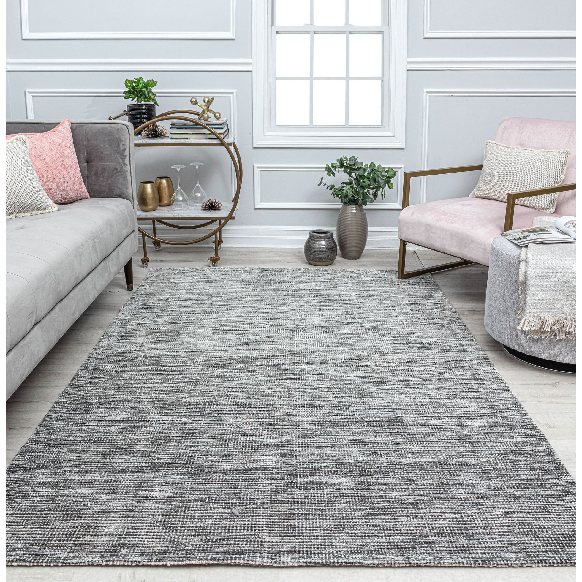 Rugs America RW10C Charcoal Solid Bohemian Black Area Rug, 5’0”x7’0” Ideal for Living Room, Bedroom, Dining Room and More