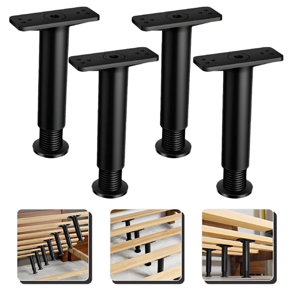 XIBUFE Adjustable Bed Frame Support Legs, 4Pcs Heavy Duty Steel Furniture Foot, 5.91"x3.94"x1.57"