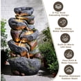 thumbnail image 4 of 36.2''Tall Rock Outdoor Water Fountain, 5 Tiers Cascading Natural Outdoor Fountains and Waterfalls with LED Lights, Water Feature for Garden, Patio, Deck, Backyard Decor, 4 of 9