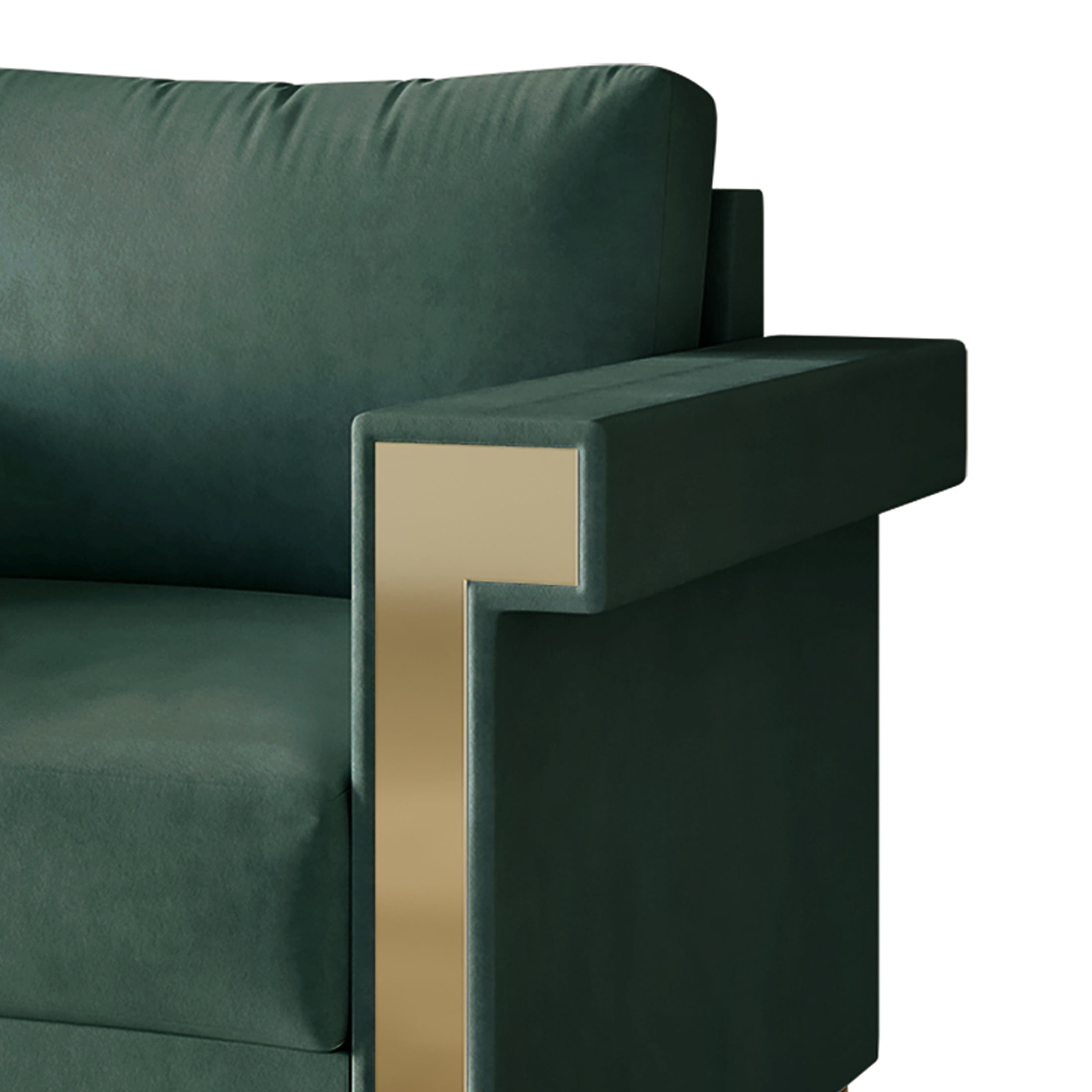 Castle Place Comtemporary Glam Velvet Upholstered Sofa, Carribean Green