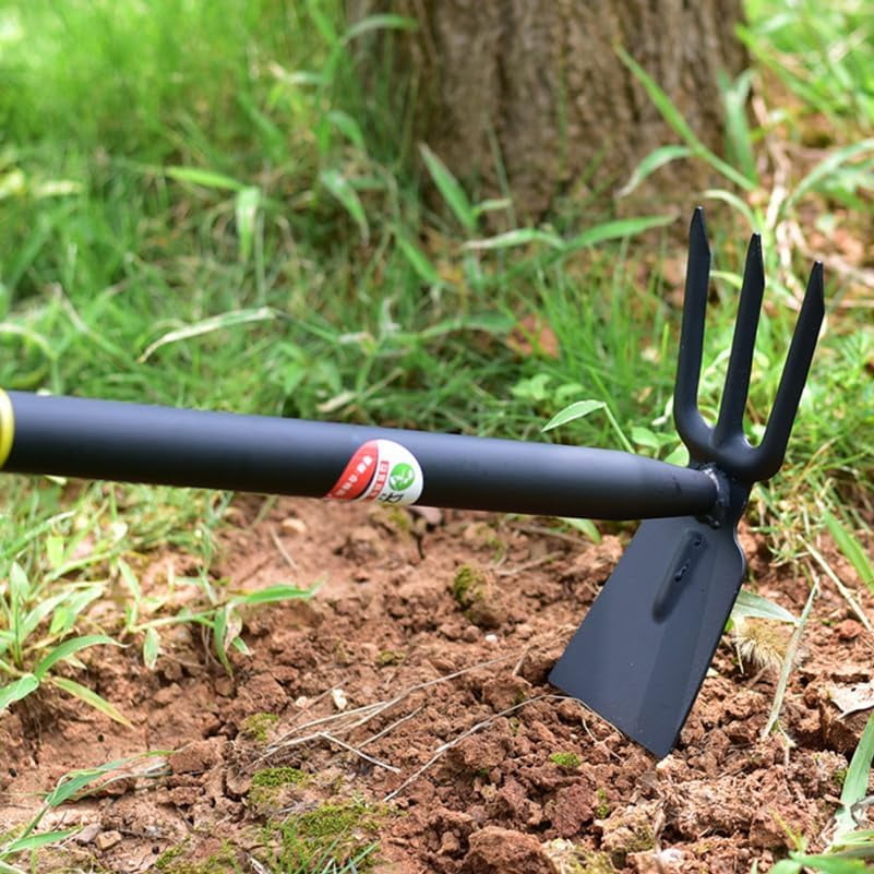 ABCISI Hoe and Cultivator, Garden Rake Hand Tiller Tool Heavy Duty Cultivator Hoe for loosening Soil Weeding Digging Flower Planting Garden Farming Agriculture Tool
