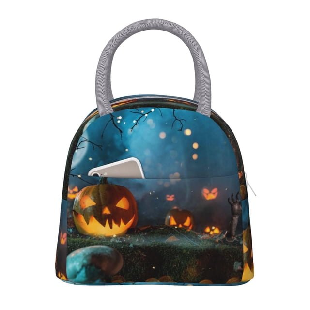 Balery Spooky Halloween Bolsa de Almuerzo para Mujeres, Caja de Almuerzo, Bolsa de Almuerzo Pequeña Impermeable, Tote de Almuerzo Reutilizable con Gran Capacidad